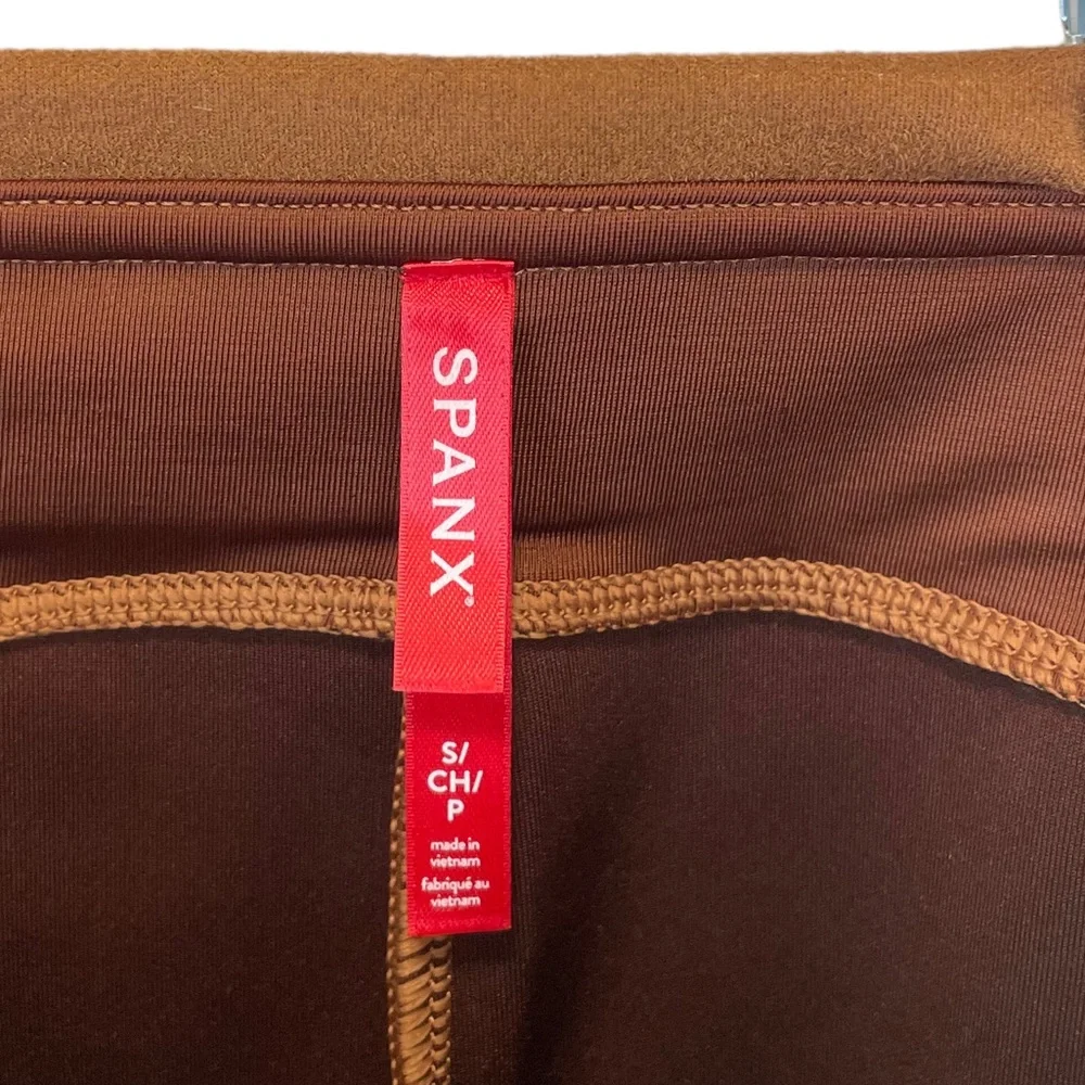Spanx Faux Suede Leggings Brown‎ Pull On Shaping Leggings NWT Size S